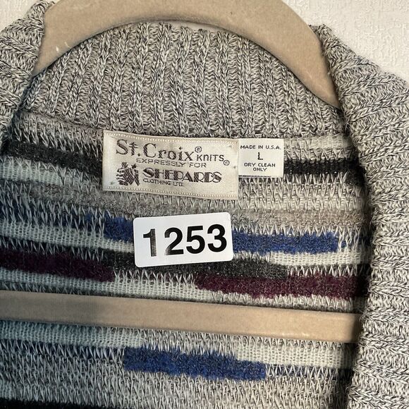 VTG 80's St. Croix Shepards Men Button Front Cosby Style Grandpa Cardigan Size L - Picture 2 of 8